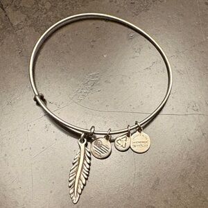 Alex and Ani Silver Feather Charm Bracelet